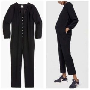 Hatch x J. Crew Black Maternity Button Jumpsuit - 2 / M-L